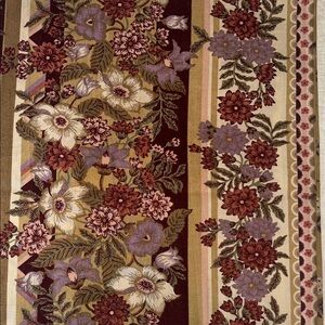 Vintage Floral Fabric with Burgundy and Cream - 1 yard